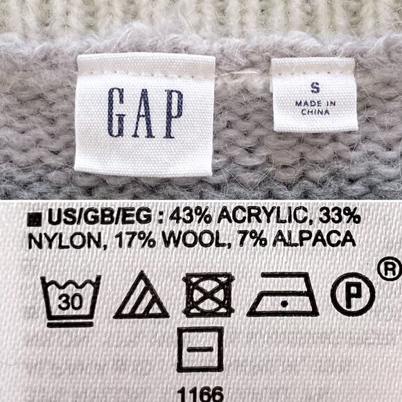 Gap Alpaca Wool Blend Crew Neck Sweater Size S Striped Cream Gray Beige Tan Pink - Picture 8 of 8